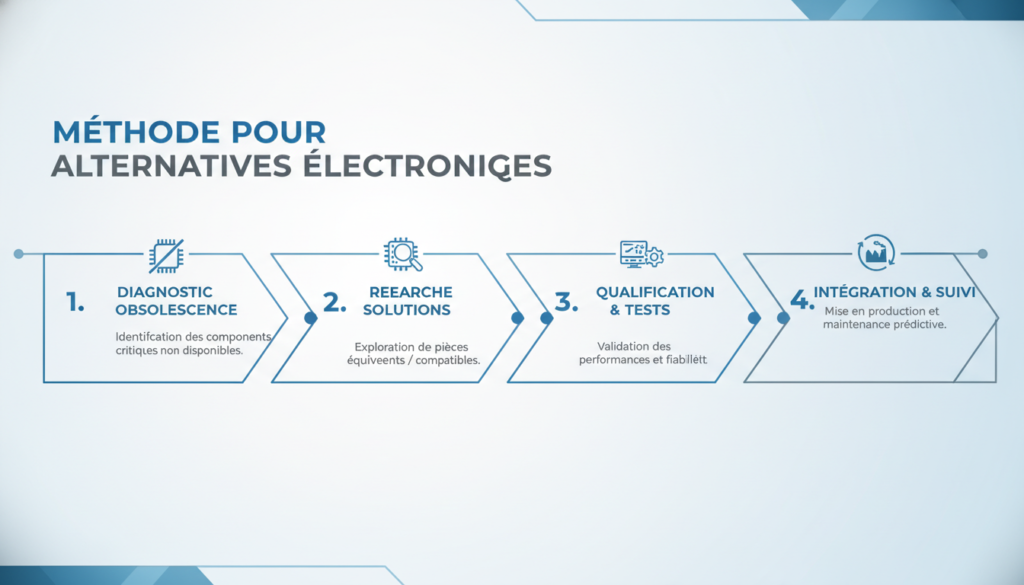 Trouver des alternatives compatibles aux pièces électroniques industrielles obsolètes 2 Schéma explicatif réaliste avec texte sur alternative pieces obsoletes electronique