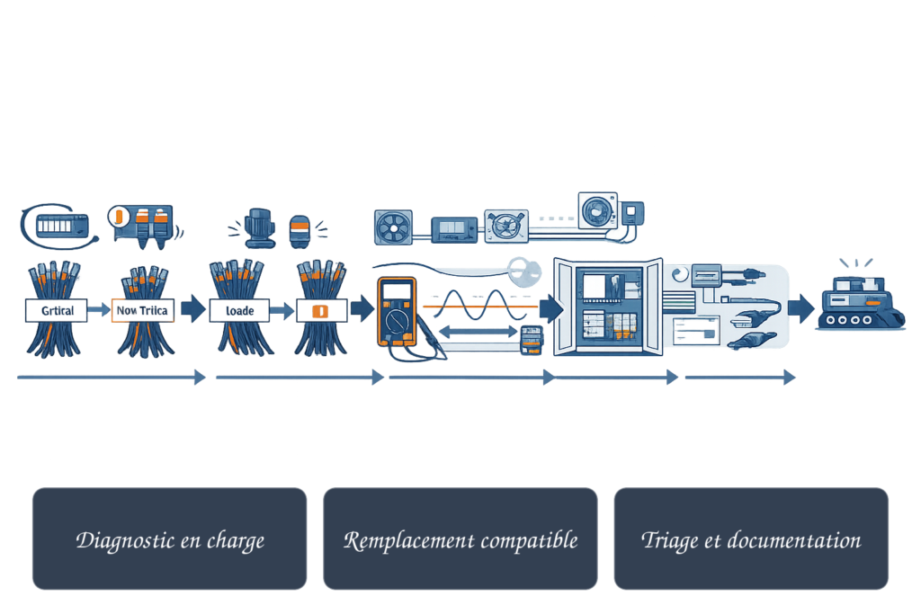 Dépannage d’une alimentation industrielle obsolète : diagnostic et remplacement compatible 2 Schéma graphique sur depannage alimentation industrielle obsolete