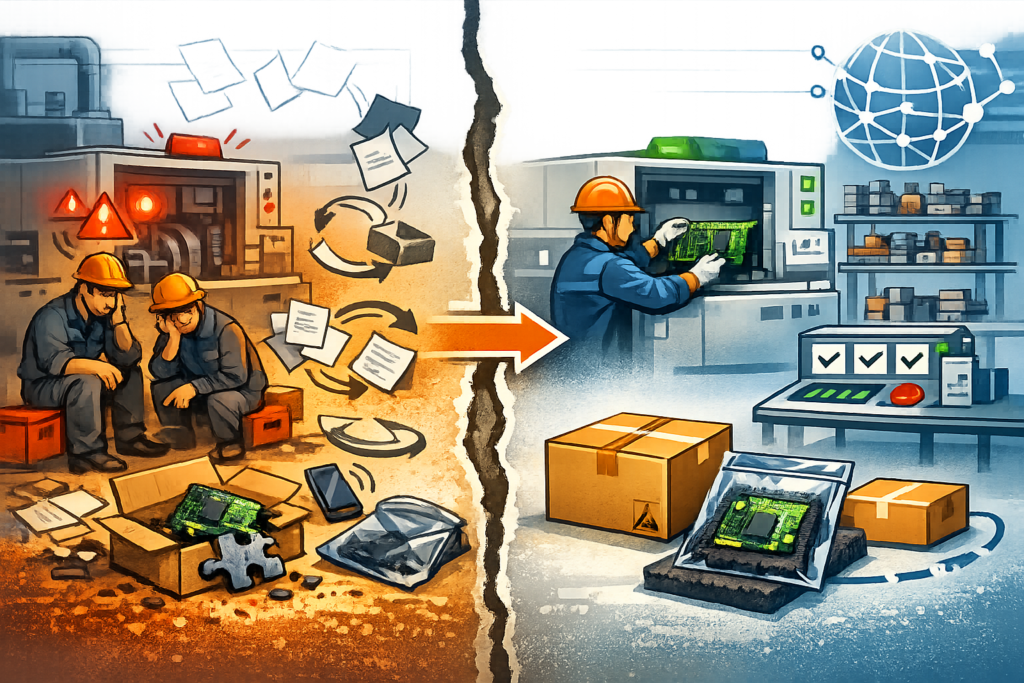 Comment choisir un fournisseur de pièces électronique professionnel quand une machine est à l’arrêt 3 Illustration graphique sur fournisseur pièces electronique