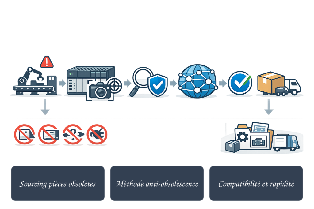 Stratégies efficaces pour le sourcing de pièces industrielles obsolètes 2 Schéma graphique sur sourcing pièces obsolètes