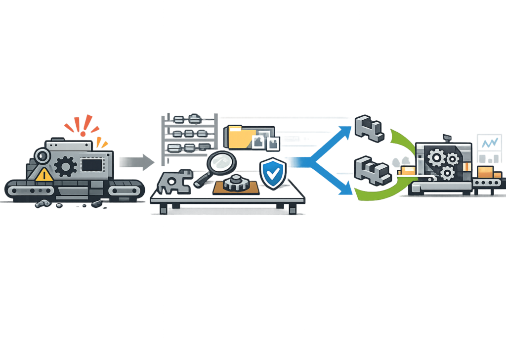 Stratégies efficaces pour le sourcing de pièces industrielles obsolètes 3 Illustration graphique sur sourcing pièces obsolètes